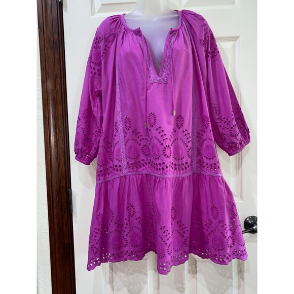 Melissa Odabash ASHLEY VIOLA KAFTAN Beach Dress Tunic Small Fuchsia - Picture 4 of 7